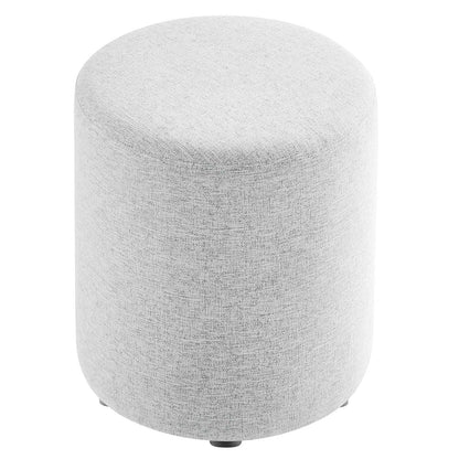 Callum 16&quot; Round Woven Heathered Fabric Upholstered Ottoman By HouseBean