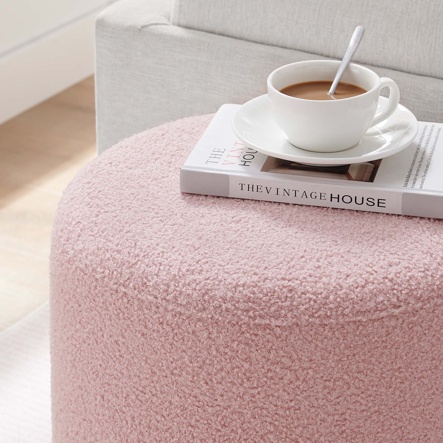 Tilden 16&quot; Round Sherpa Upholstered Ottoman by Modway