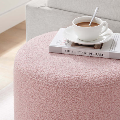 Tilden 16&quot; Round Sherpa Upholstered Ottoman by Modway