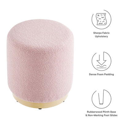 Tilden 16&quot; Round Sherpa Upholstered Ottoman by Modway