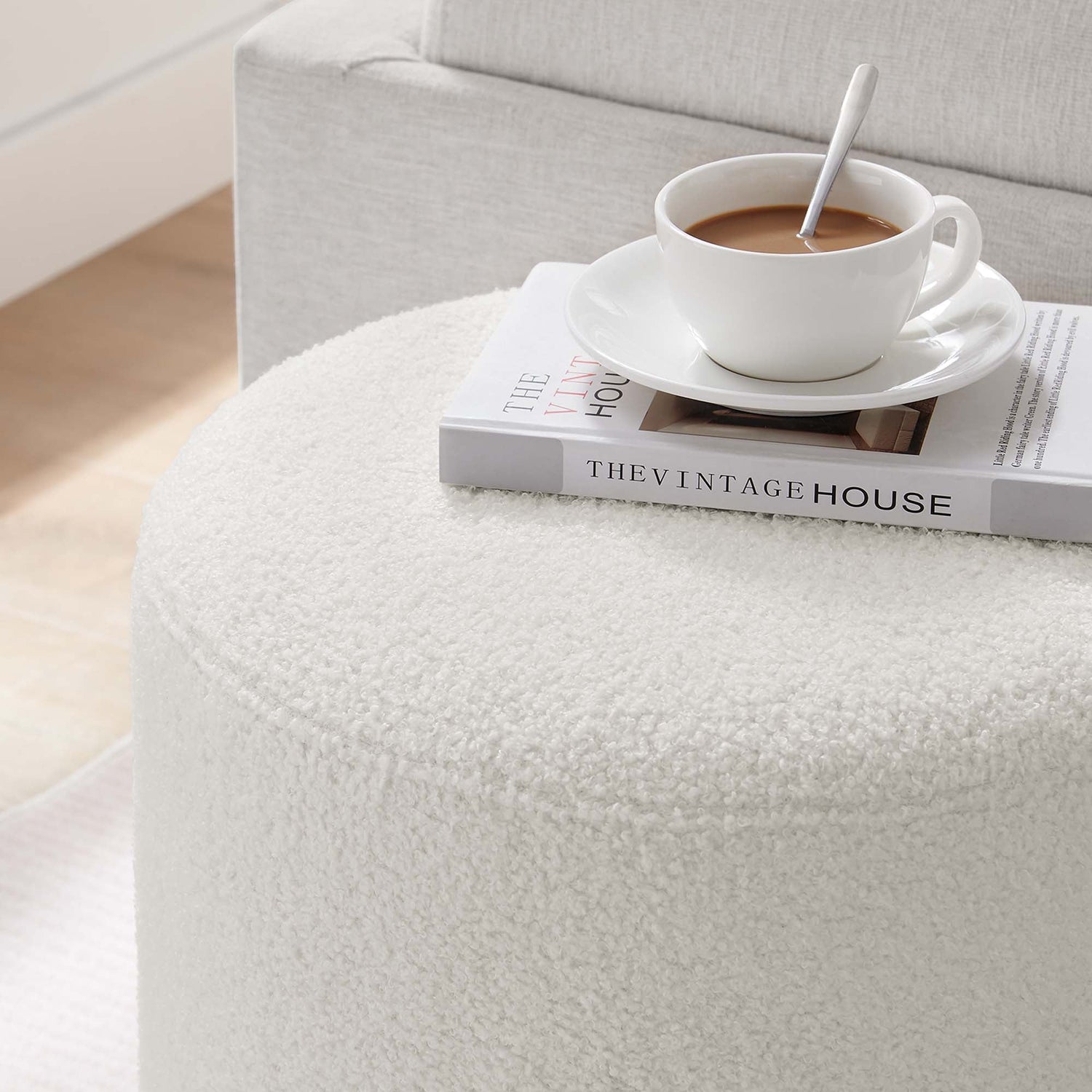 Tilden 16&quot; Round Sherpa Upholstered Ottoman by Modway