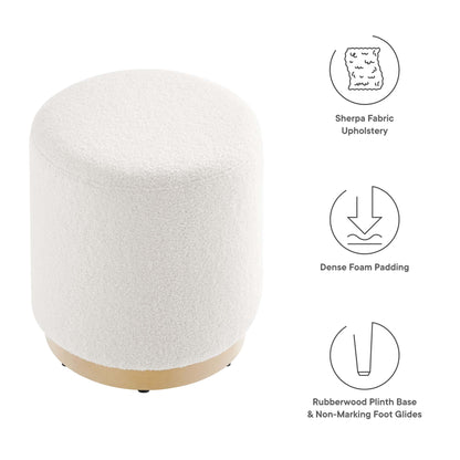 Tilden 16&quot; Round Sherpa Upholstered Ottoman by Modway
