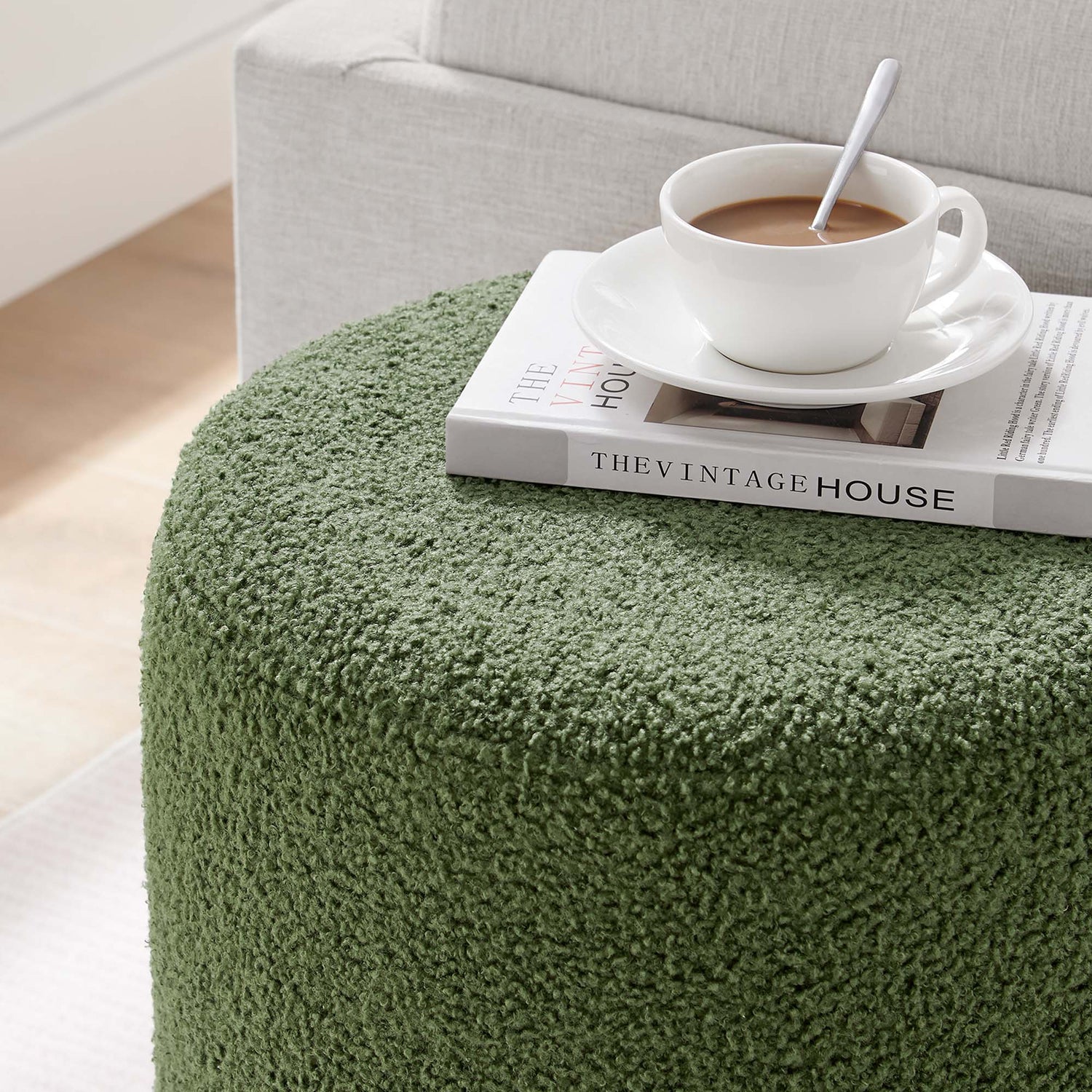 Tilden 16&quot; Round Sherpa Upholstered Ottoman by Modway