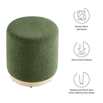 Tilden 16&quot; Round Sherpa Upholstered Ottoman by Modway