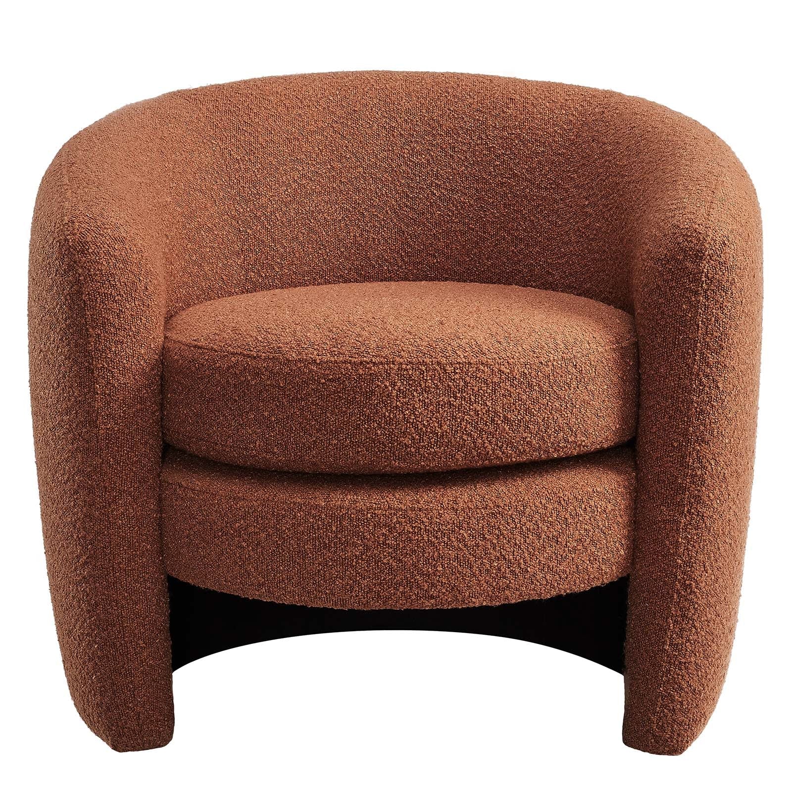 Affinity Upholstered Boucle Fabric Curved Back Armchair By HouseBean