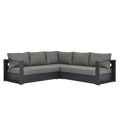 Tahoe Outdoor Patio Powder-Coated Aluminum 3-Piece Sectional Sofa Set By HouseBean