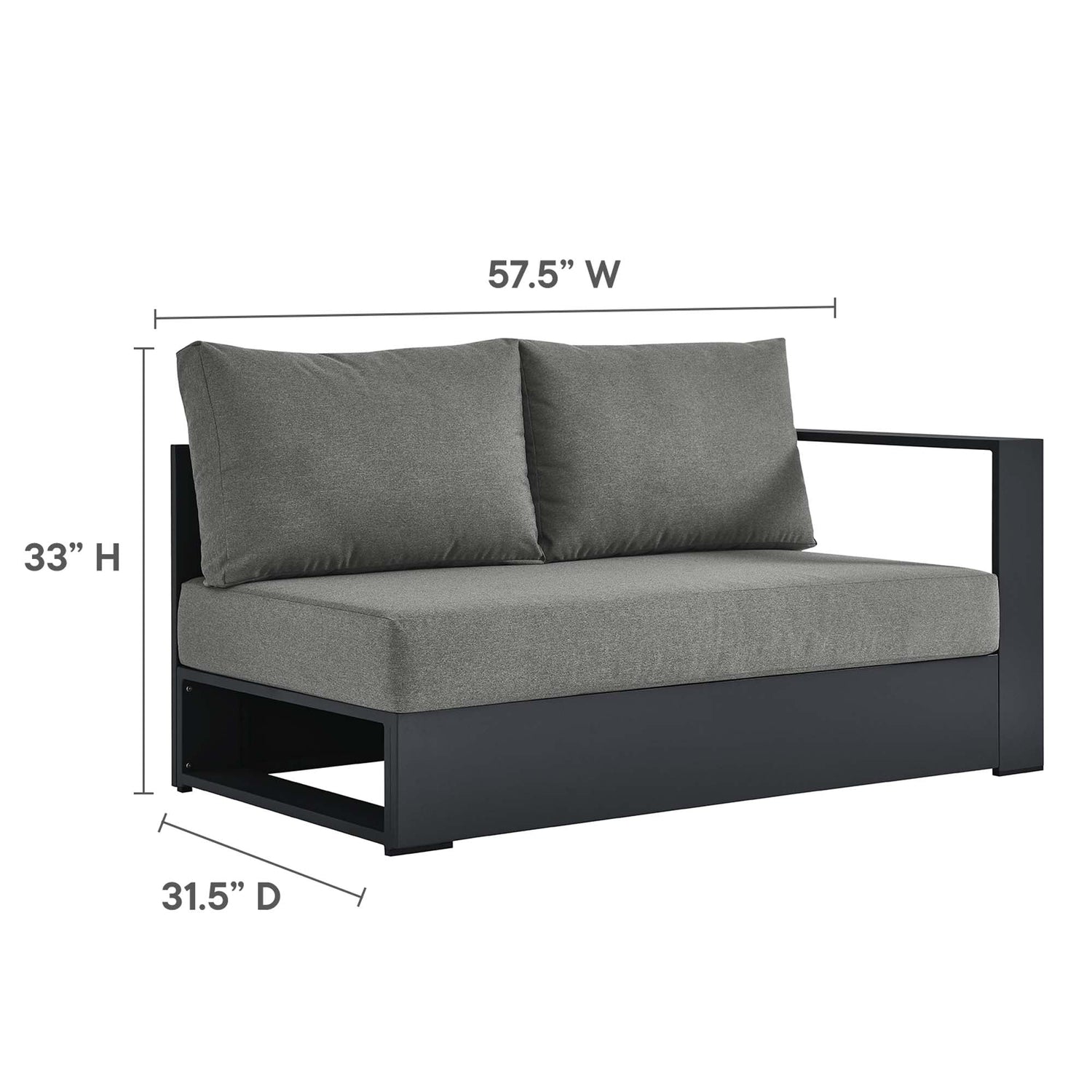 Tahoe 3-Piece Outdoor Patio Powder-Coated Aluminum Sectional Sofa Set by Modway