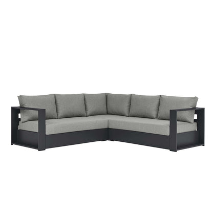 Tahoe Outdoor Patio Powder-Coated Aluminum 3-Piece Sectional Sofa Set By HouseBean