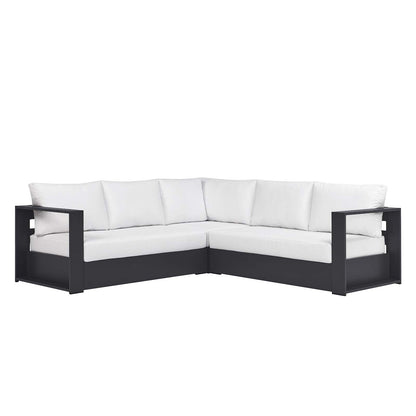 Tahoe Outdoor Patio Powder-Coated Aluminum 3-Piece Sectional Sofa Set By HouseBean