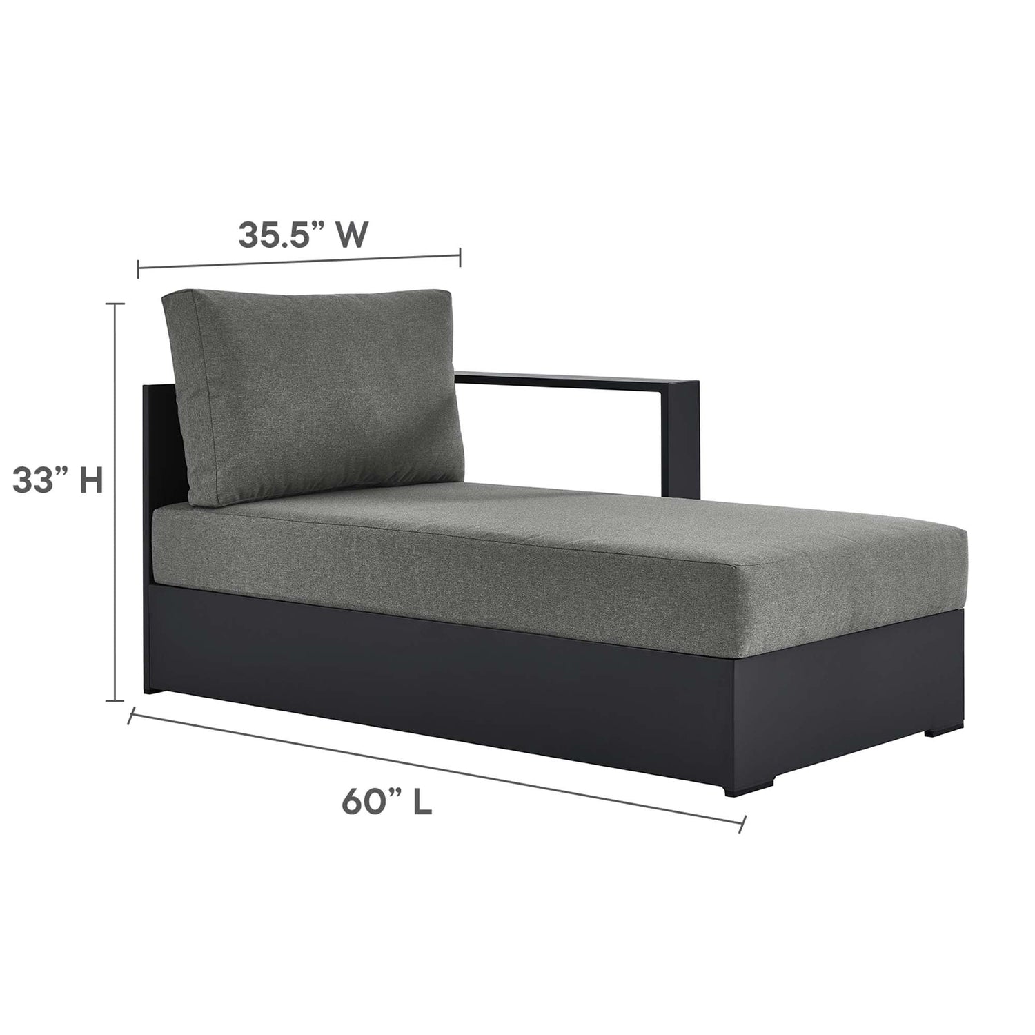 Tahoe 2-Piece Outdoor Patio Powder-Coated Aluminum Right-Facing Chaise Sectional Sofa Set by Modway