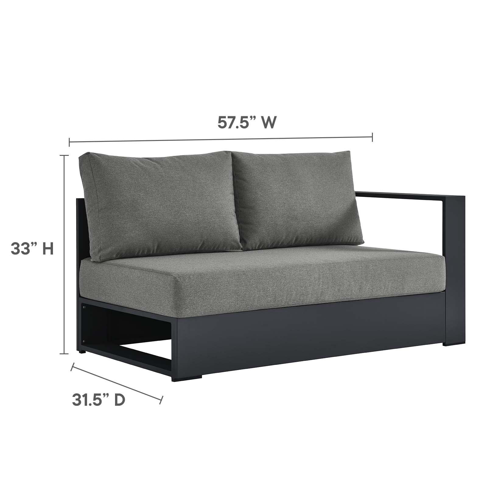 Tahoe Outdoor Patio Powder-Coated Aluminum 2-Piece Left-Facing Chaise Sectional Sofa Set By HouseBean