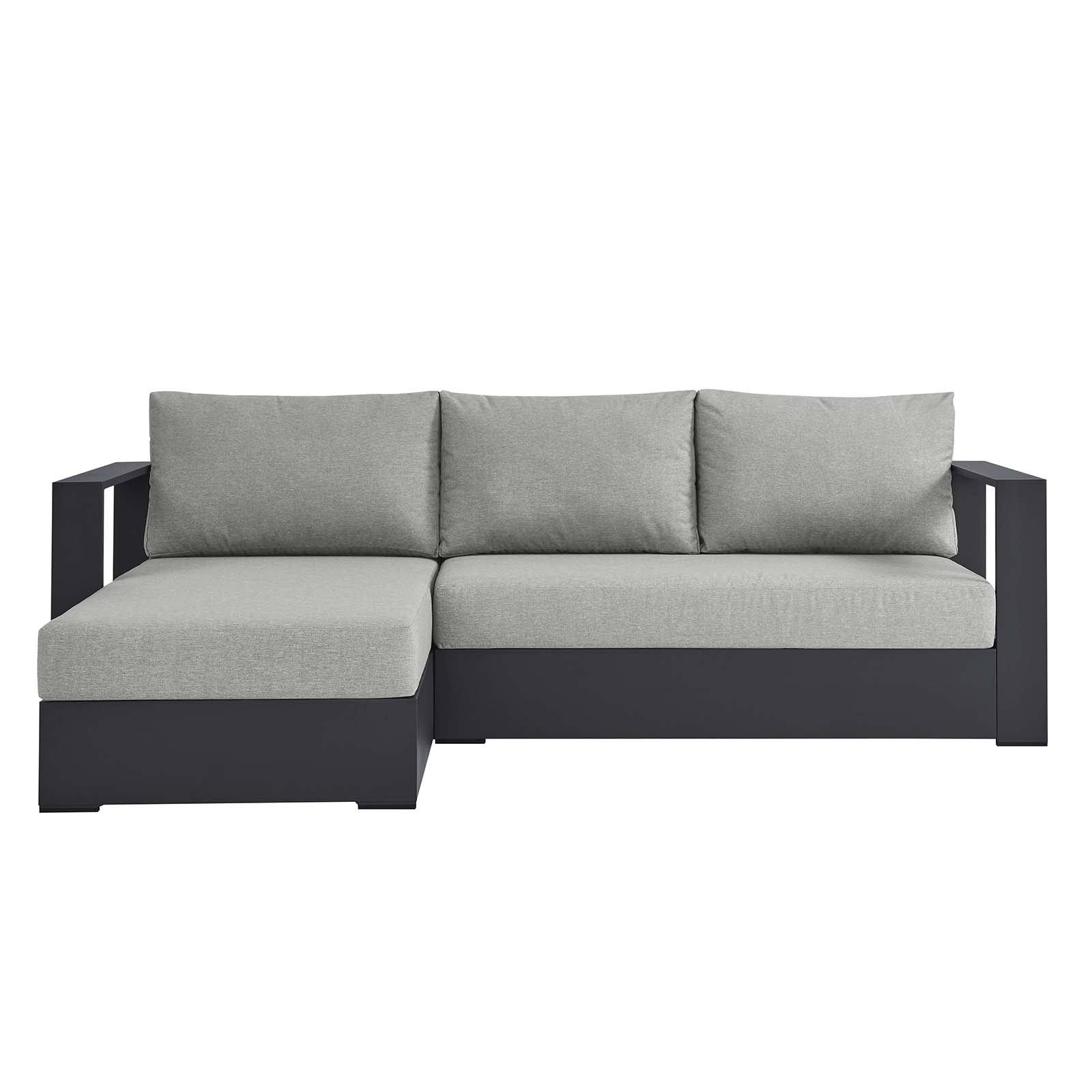 Tahoe Outdoor Patio Powder-Coated Aluminum 2-Piece Left-Facing Chaise Sectional Sofa Set By HouseBean