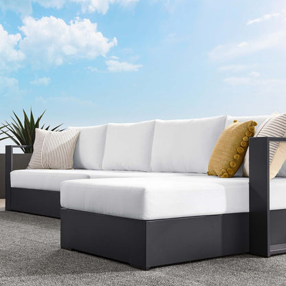 Tahoe Outdoor Patio Powder-Coated Aluminum 3-Piece Right-Facing Chaise Sectional Sofa Set By HouseBean