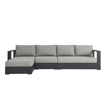 Tahoe Outdoor Patio Powder-Coated Aluminum 3-Piece Left-Facing Chaise Sectional Sofa Set By HouseBean