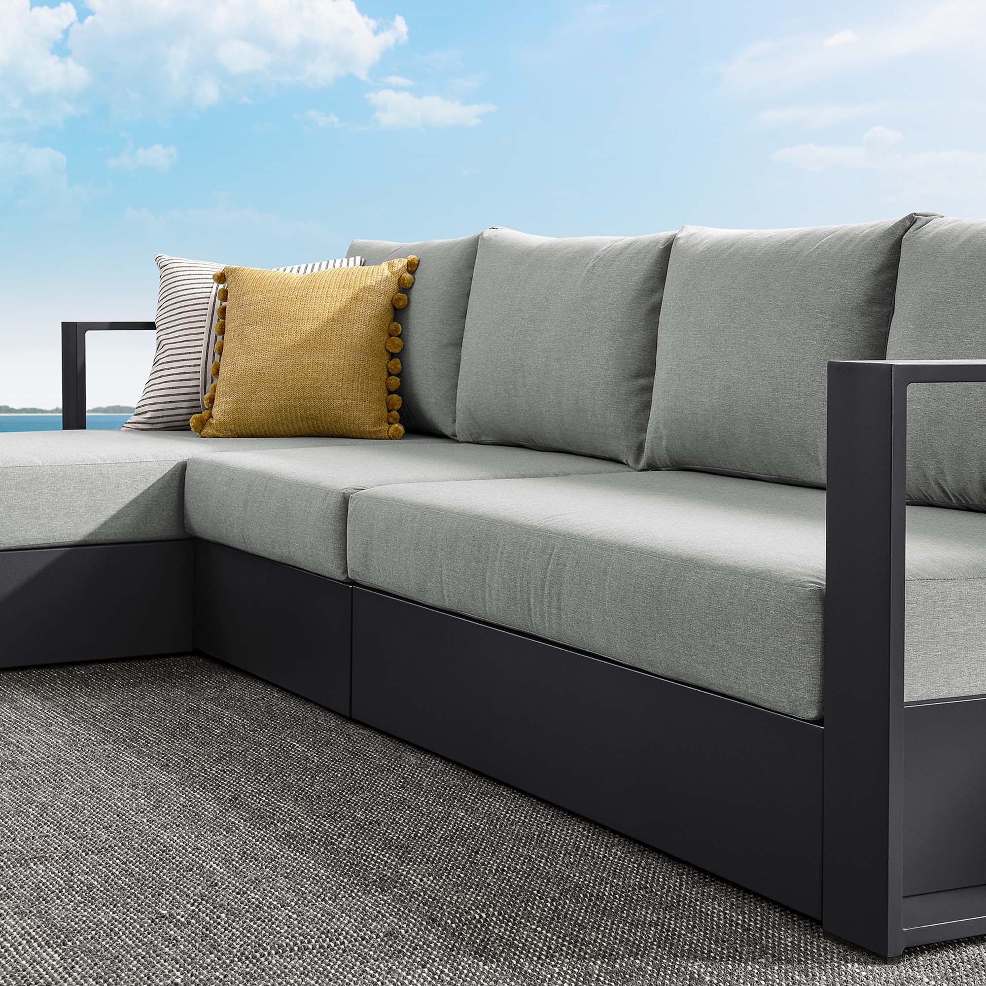 Tahoe 3-Piece Outdoor Patio Powder-Coated Aluminum Left-Facing Chaise Sectional Sofa Set by Modway