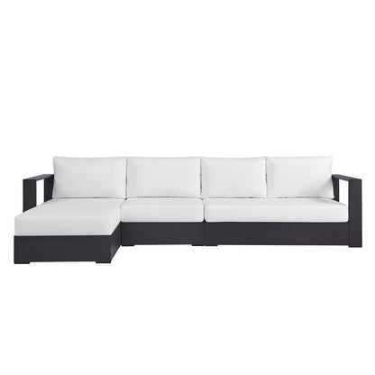 Tahoe Outdoor Patio Powder-Coated Aluminum 3-Piece Left-Facing Chaise Sectional Sofa Set By HouseBean