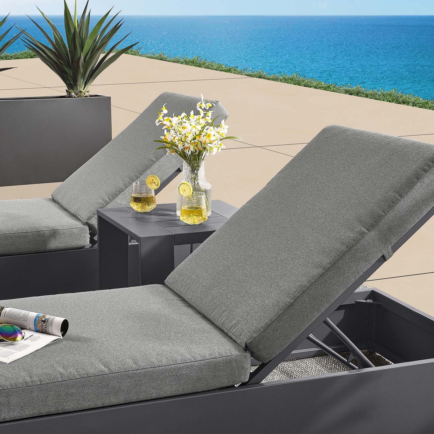 Tahoe Outdoor Patio Powder-Coated Aluminum 3-Piece Chaise Lounge Set By HouseBean