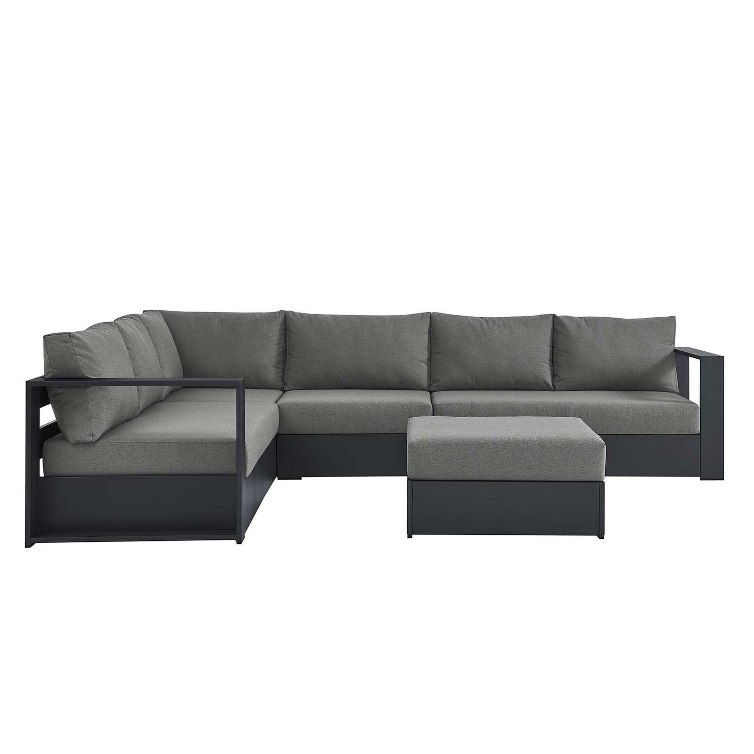 Tahoe Outdoor Patio Powder-Coated Aluminum 5-Piece Sectional Sofa Set By HouseBean