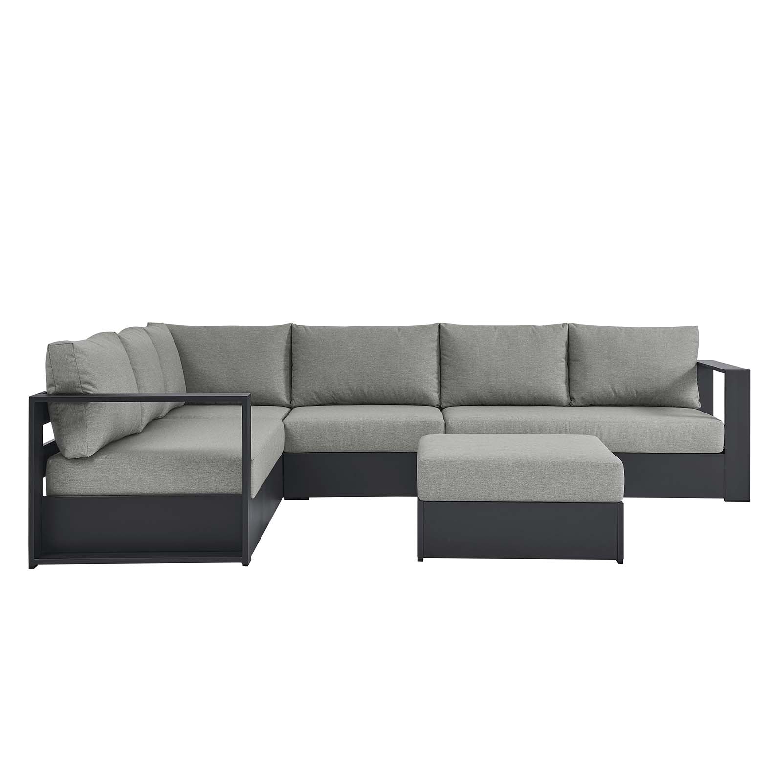 Tahoe Outdoor Patio Powder-Coated Aluminum 5-Piece Sectional Sofa Set By HouseBean