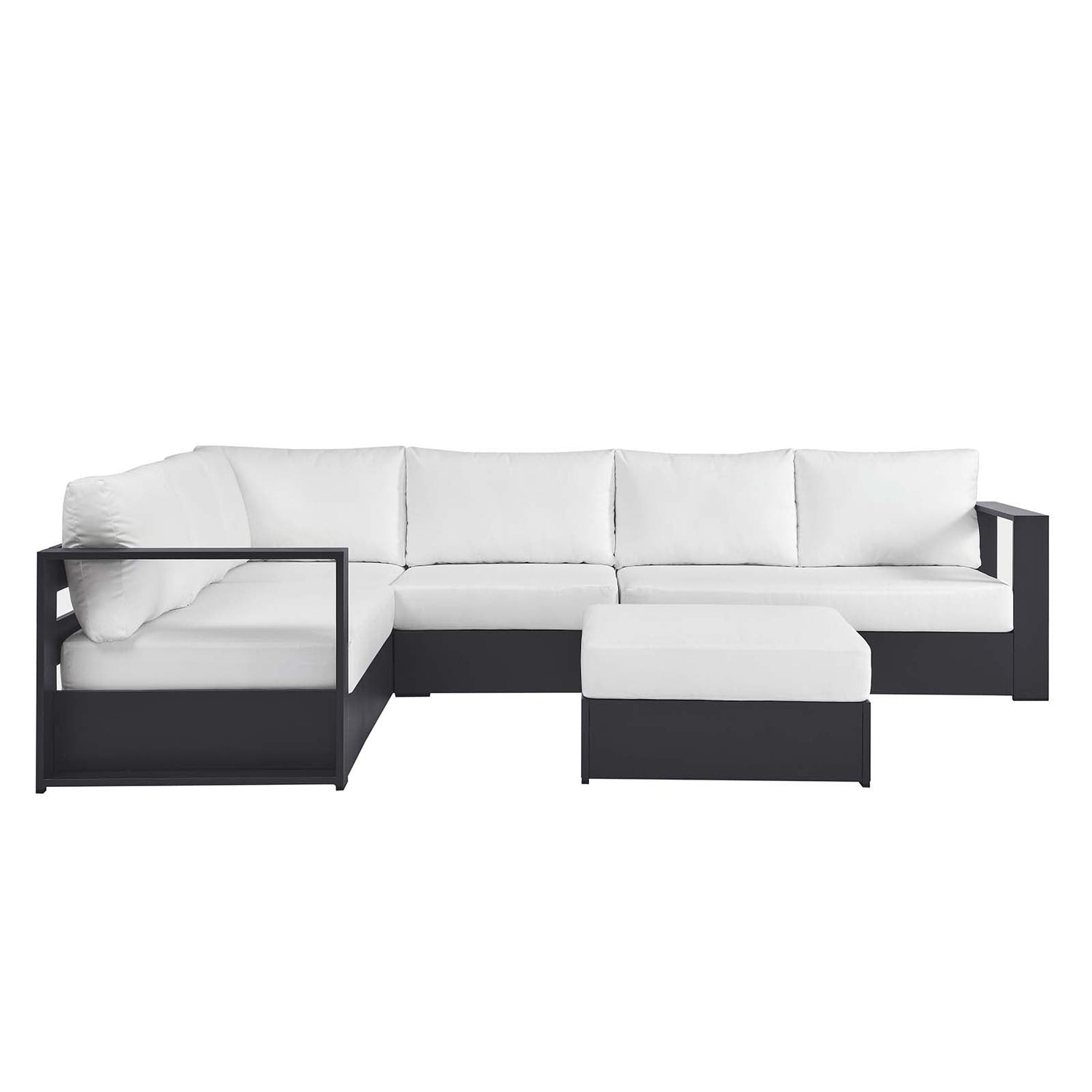 Tahoe Outdoor Patio Powder-Coated Aluminum 5-Piece Sectional Sofa Set By HouseBean