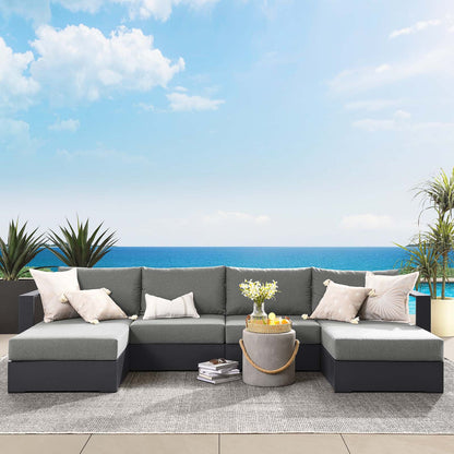 Tahoe Outdoor Patio Powder-Coated Aluminum 4-Piece Sectional Sofa Set By HouseBean