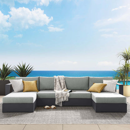 Tahoe Outdoor Patio Powder-Coated Aluminum 4-Piece Sectional Sofa Set By HouseBean