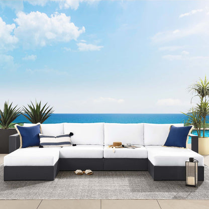 Tahoe Outdoor Patio Powder-Coated Aluminum 4-Piece Sectional Sofa Set By HouseBean