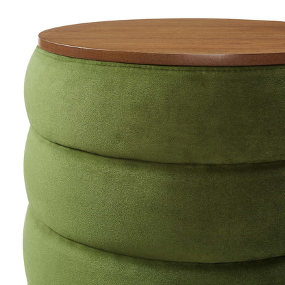 Mezzo Round Performance Velvet Storage Ottoman