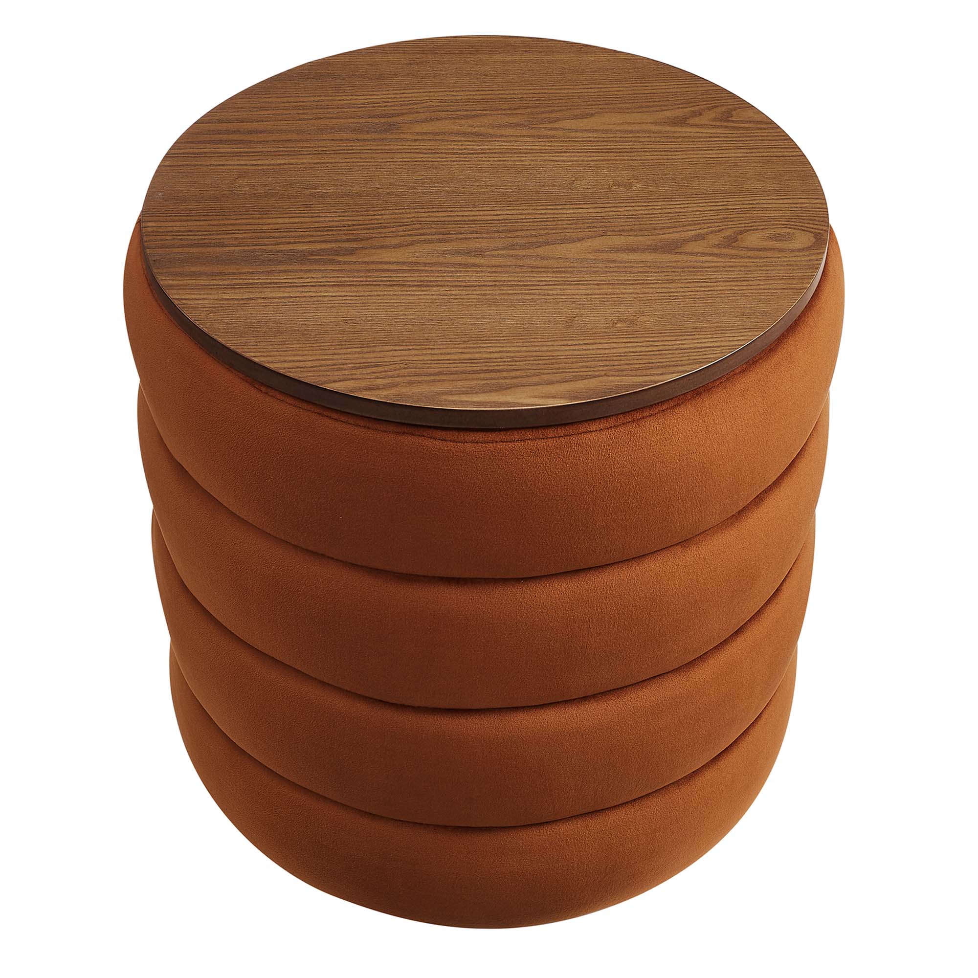 Mezzo Round Performance Velvet Storage Ottoman