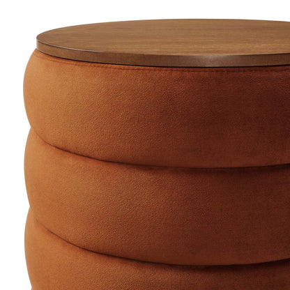 Mezzo Round Performance Velvet Storage Ottoman