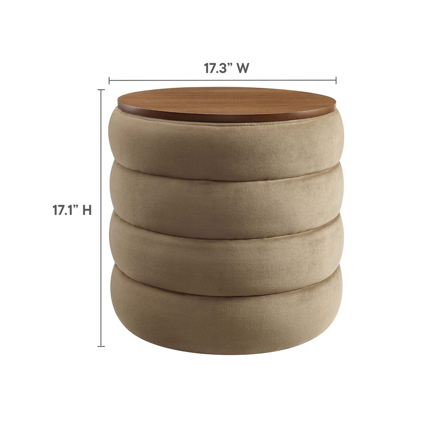 Mezzo Round Performance Velvet Storage Ottoman