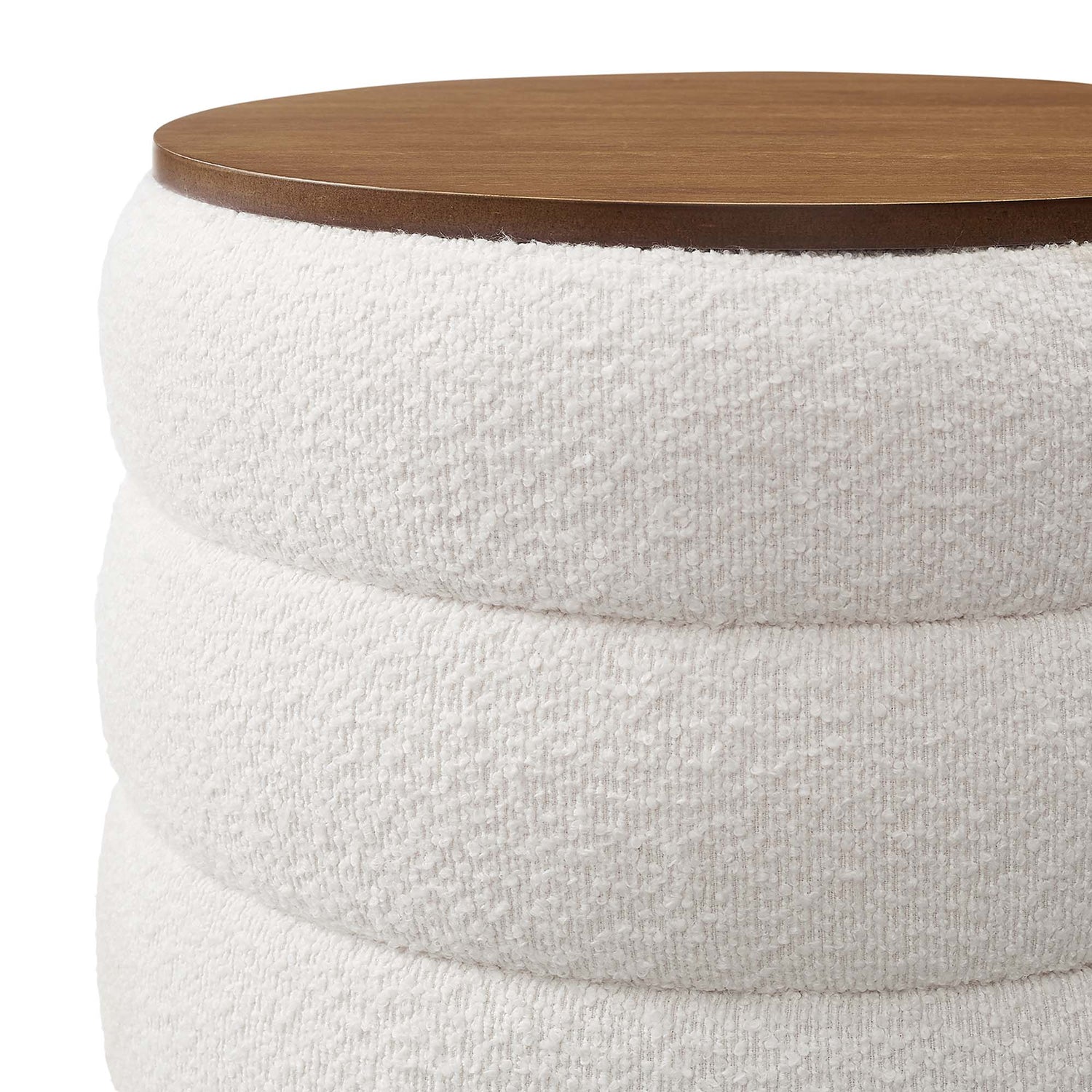 Mezzo Round Boucle Fabric Storage Ottoman