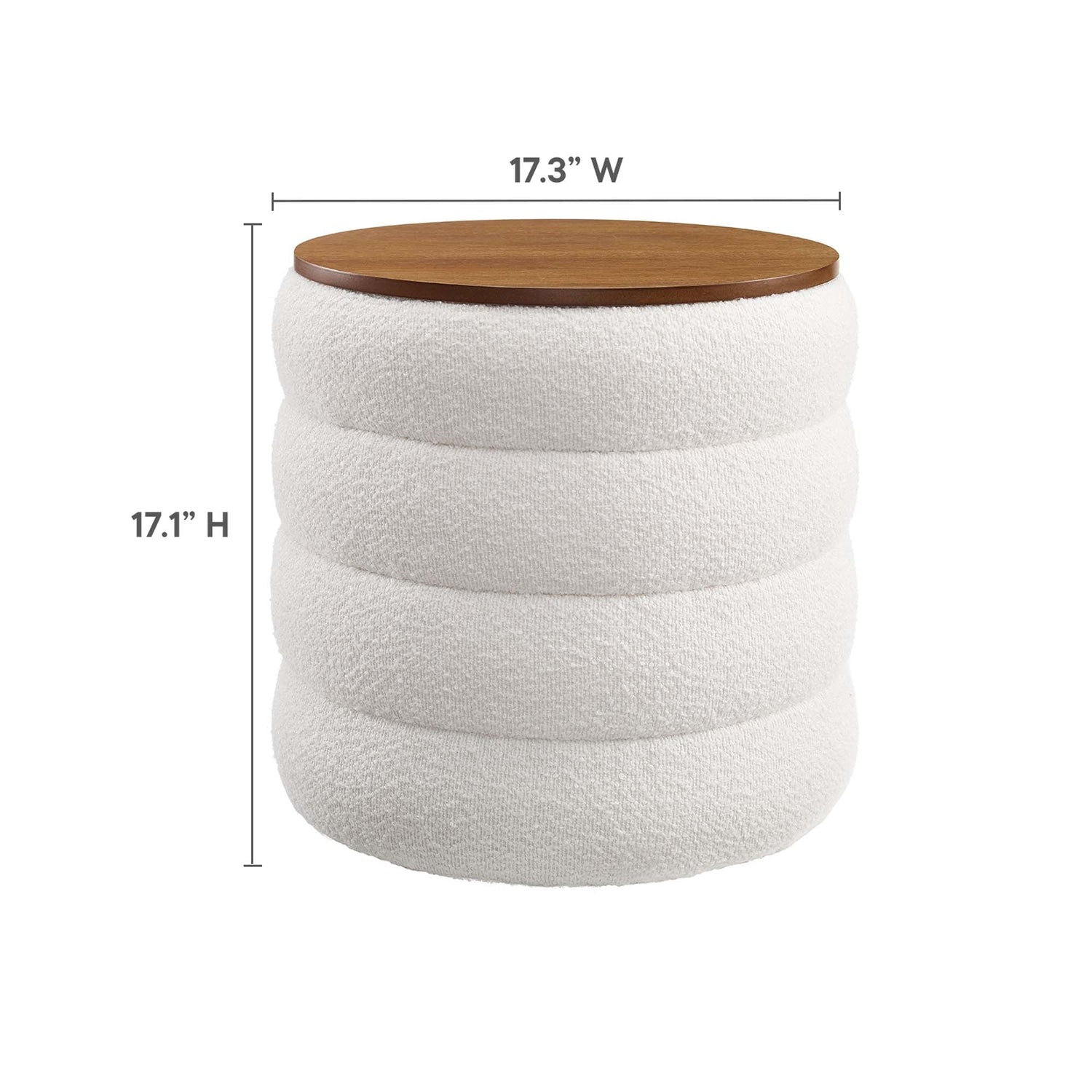 Mezzo Round Boucle Fabric Storage Ottoman