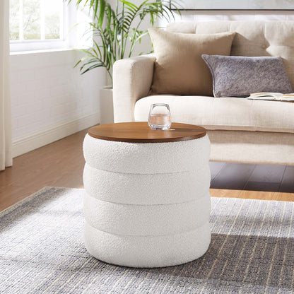 Mezzo Round Boucle Fabric Storage Ottoman