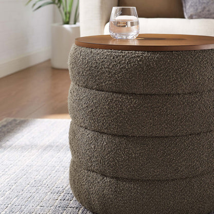 Mezzo Round Boucle Fabric Storage Ottoman