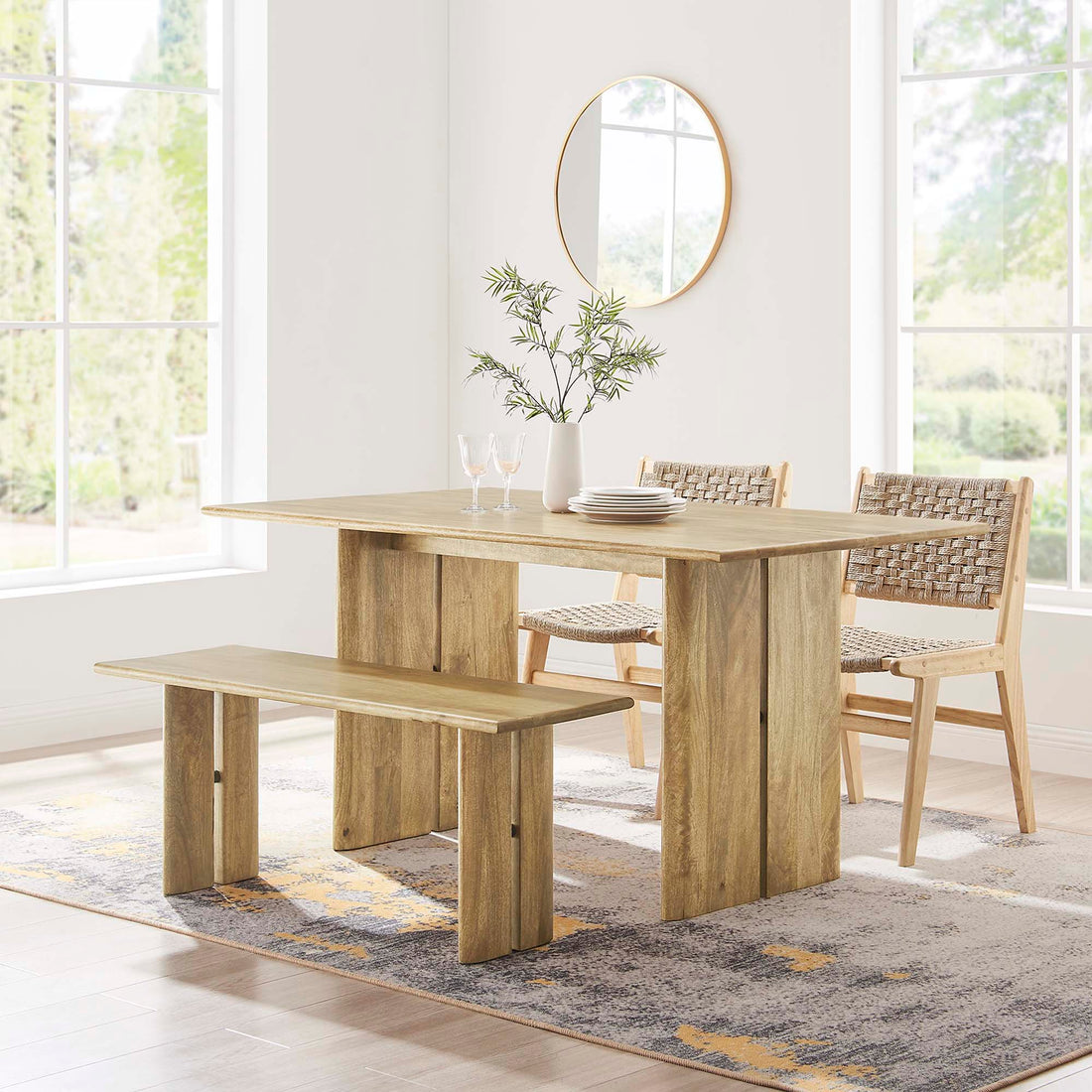 Amistad 60&quot; Wood Dining Table and Bench Set by Modway