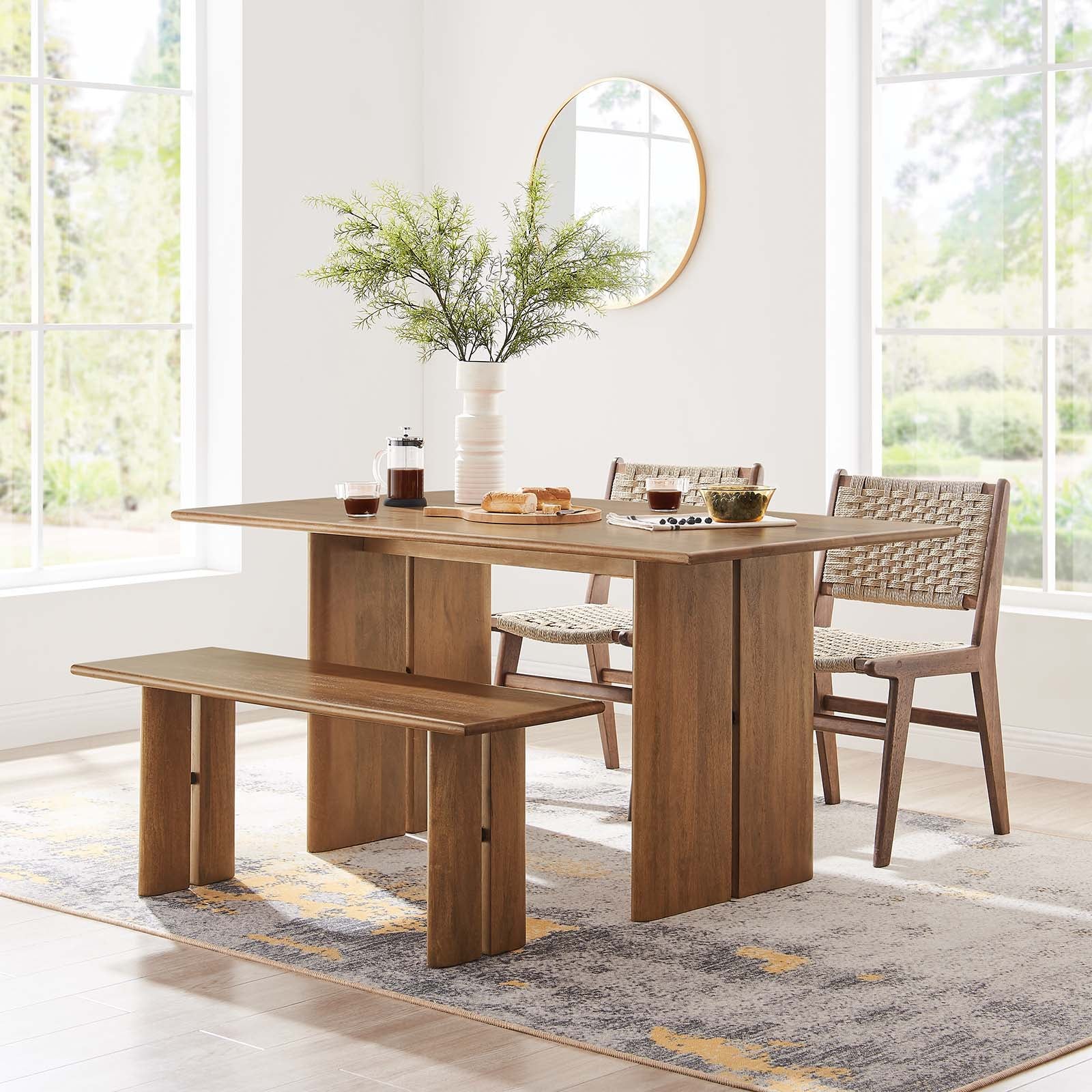 Amistad 60&quot; Wood Dining Table and Bench Set By HouseBean