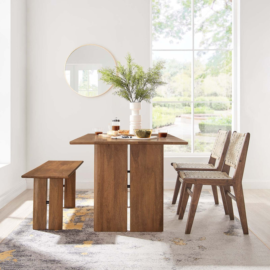 Amistad 60&quot; Wood Dining Table and Bench Set By HouseBean