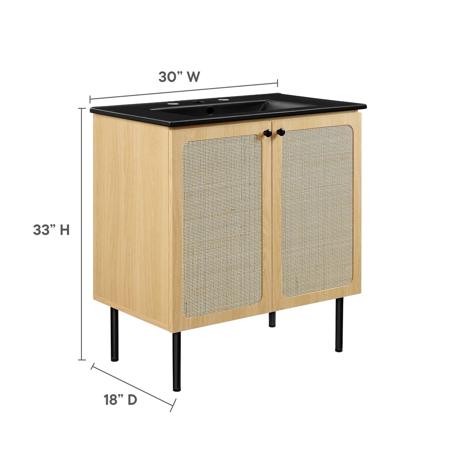 Chaucer Bathroom Vanity with Black Basin Included by Modway