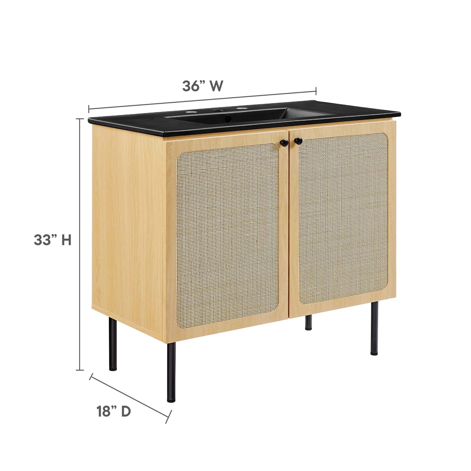 Chaucer Bathroom Vanity with Black Basin Included by Modway