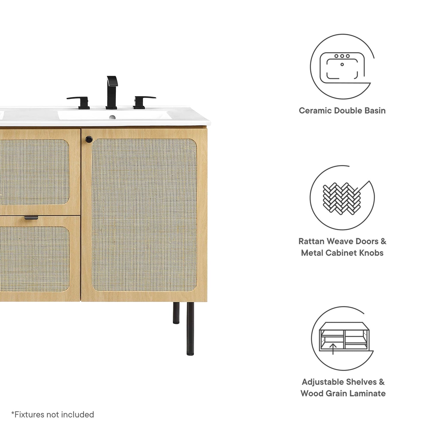 Chaucer 48&quot; Bathroom Vanity with White Basin Included by Modway