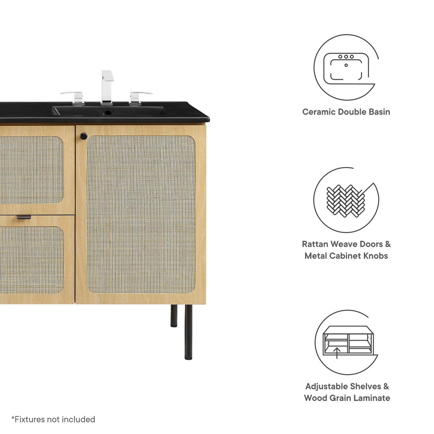 Chaucer Bathroom Vanity with Black Basin Included By HouseBean