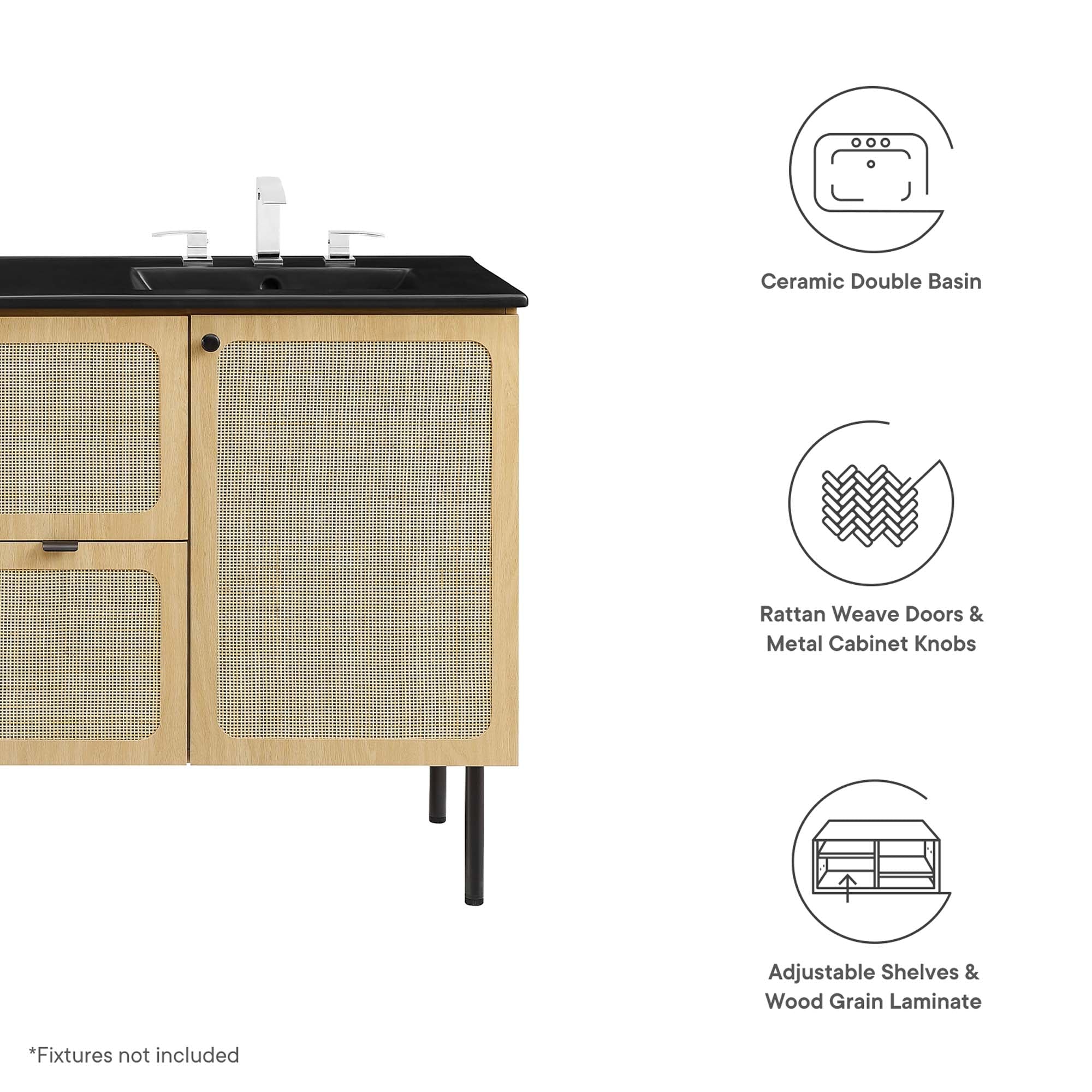 Chaucer Bathroom Vanity with Black Basin Included By HouseBean