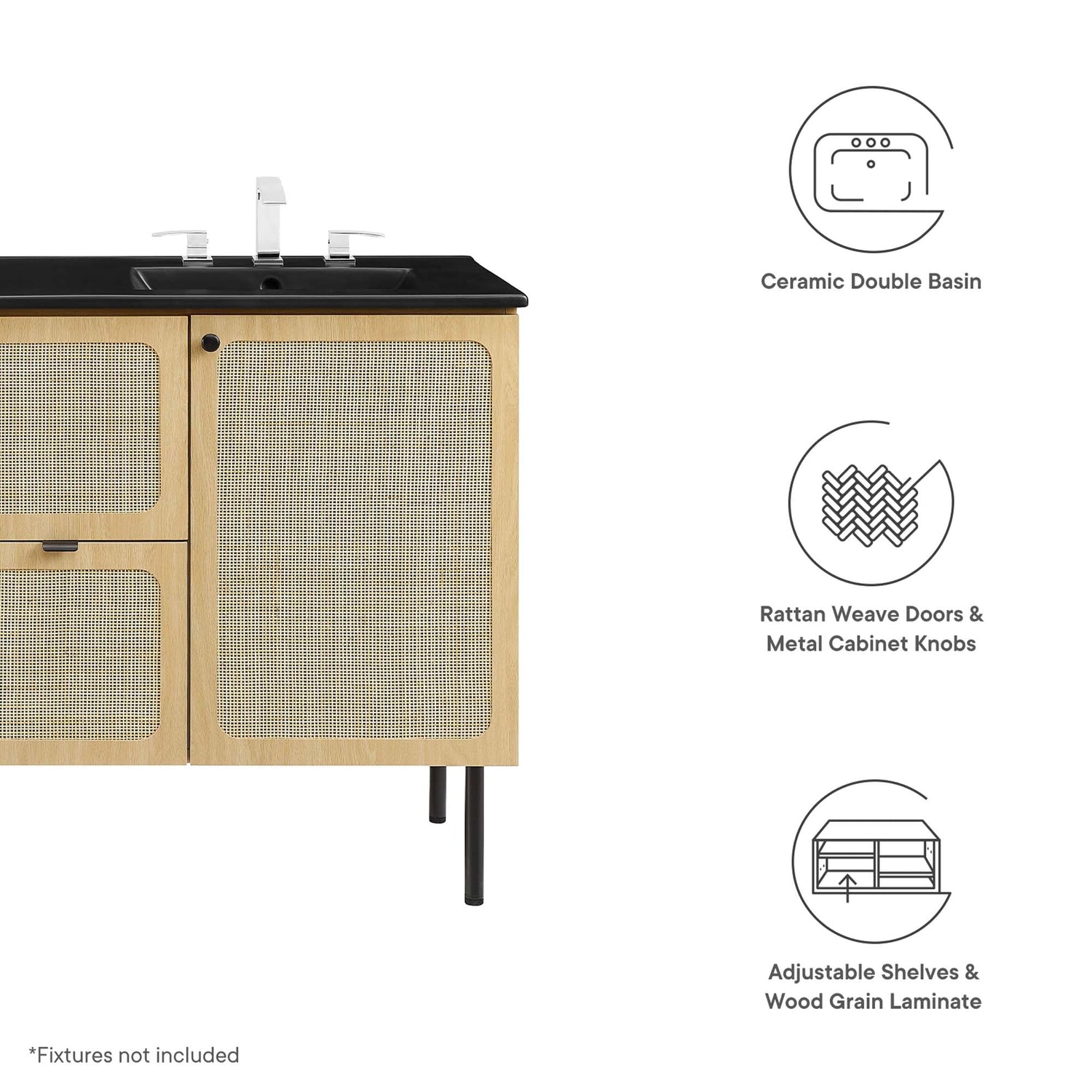 Chaucer Bathroom Vanity with Black Basin Included by Modway