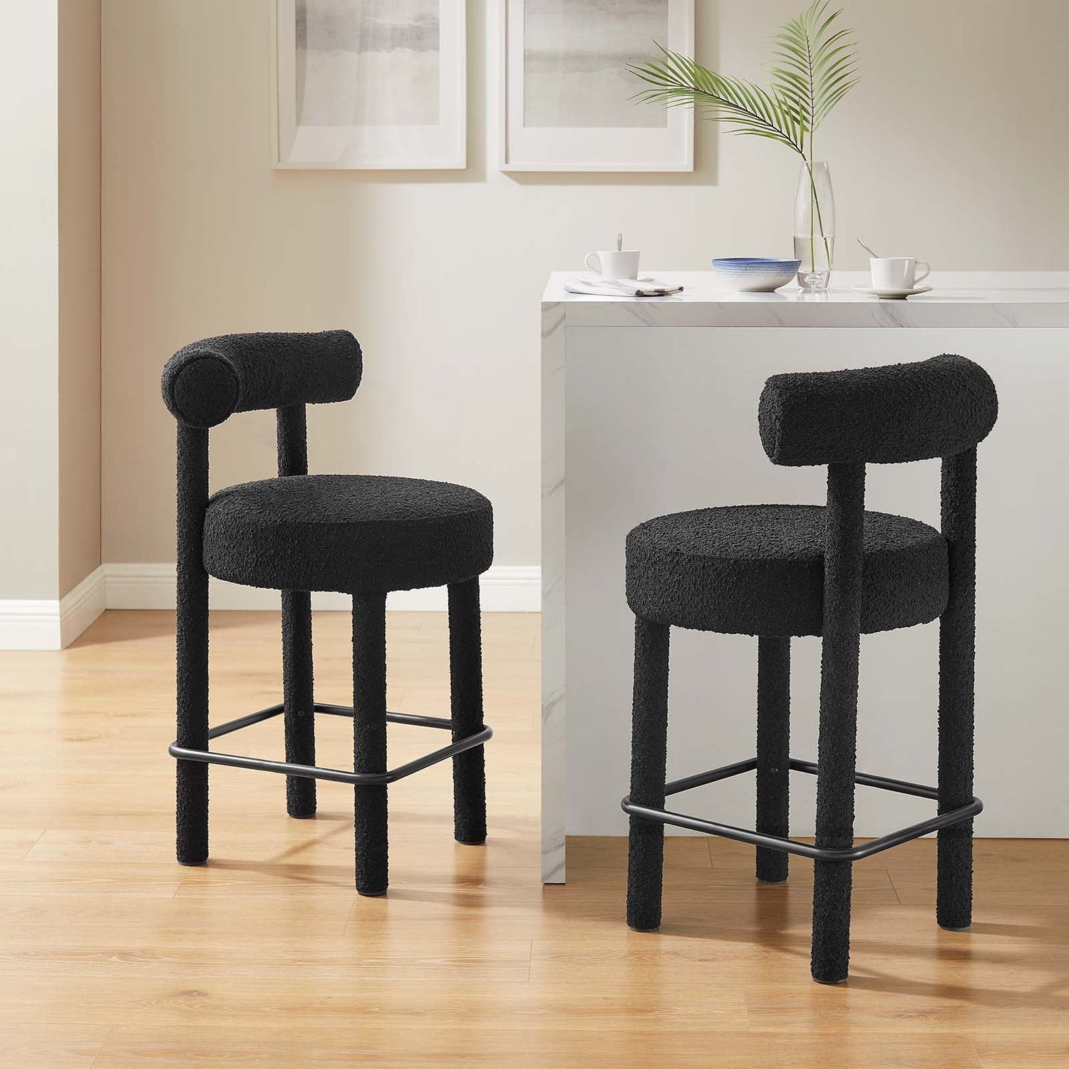 Toulouse Boucle Fabric Counter Stool - Set of 2 By HouseBean