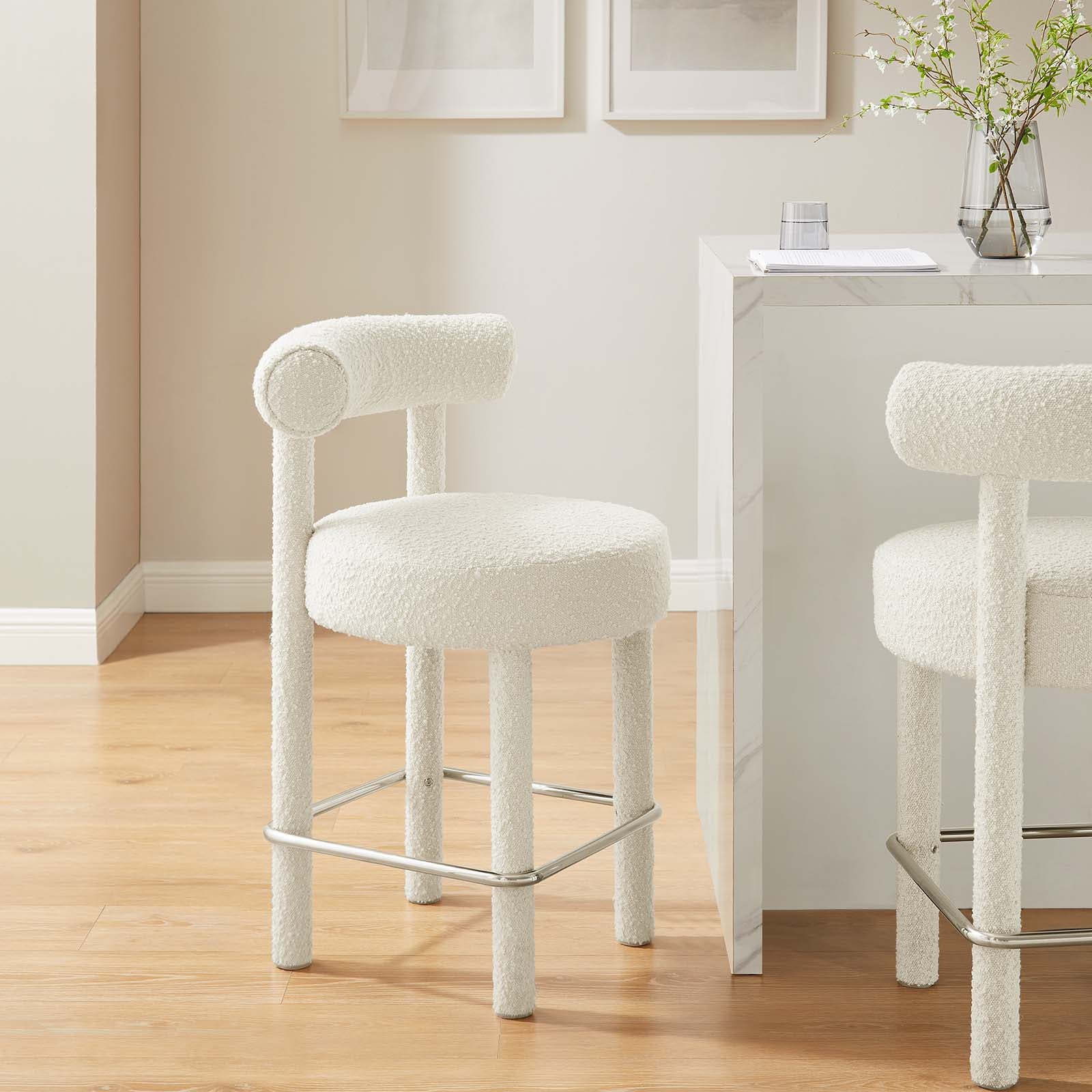 Toulouse Boucle Fabric Counter Stool - Set of 2 By HouseBean