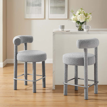 Toulouse Boucle Fabric Counter Stool - Set of 2 By HouseBean