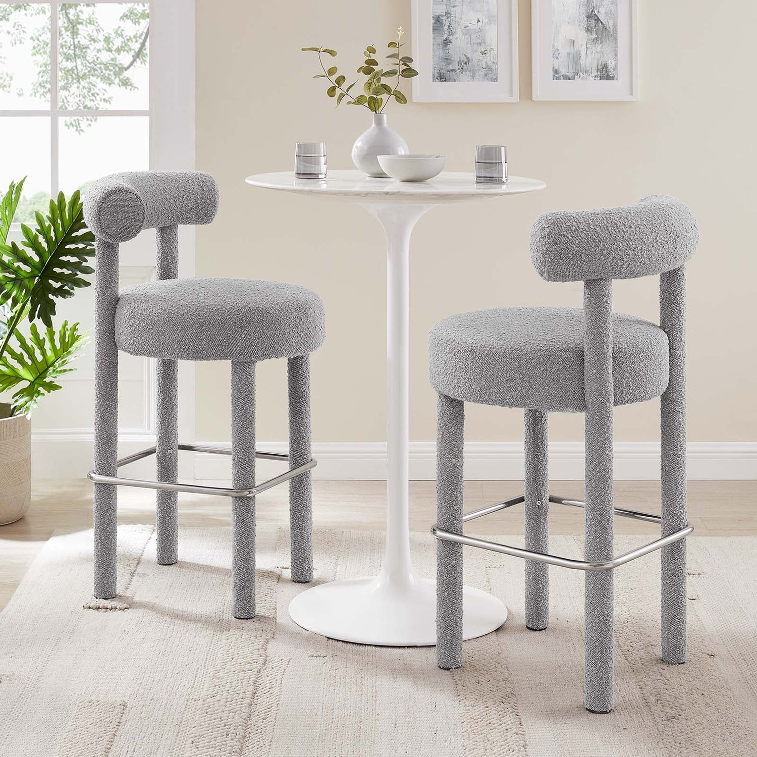 Toulouse Boucle Fabric Bar Stool - Set of 2 By HouseBean