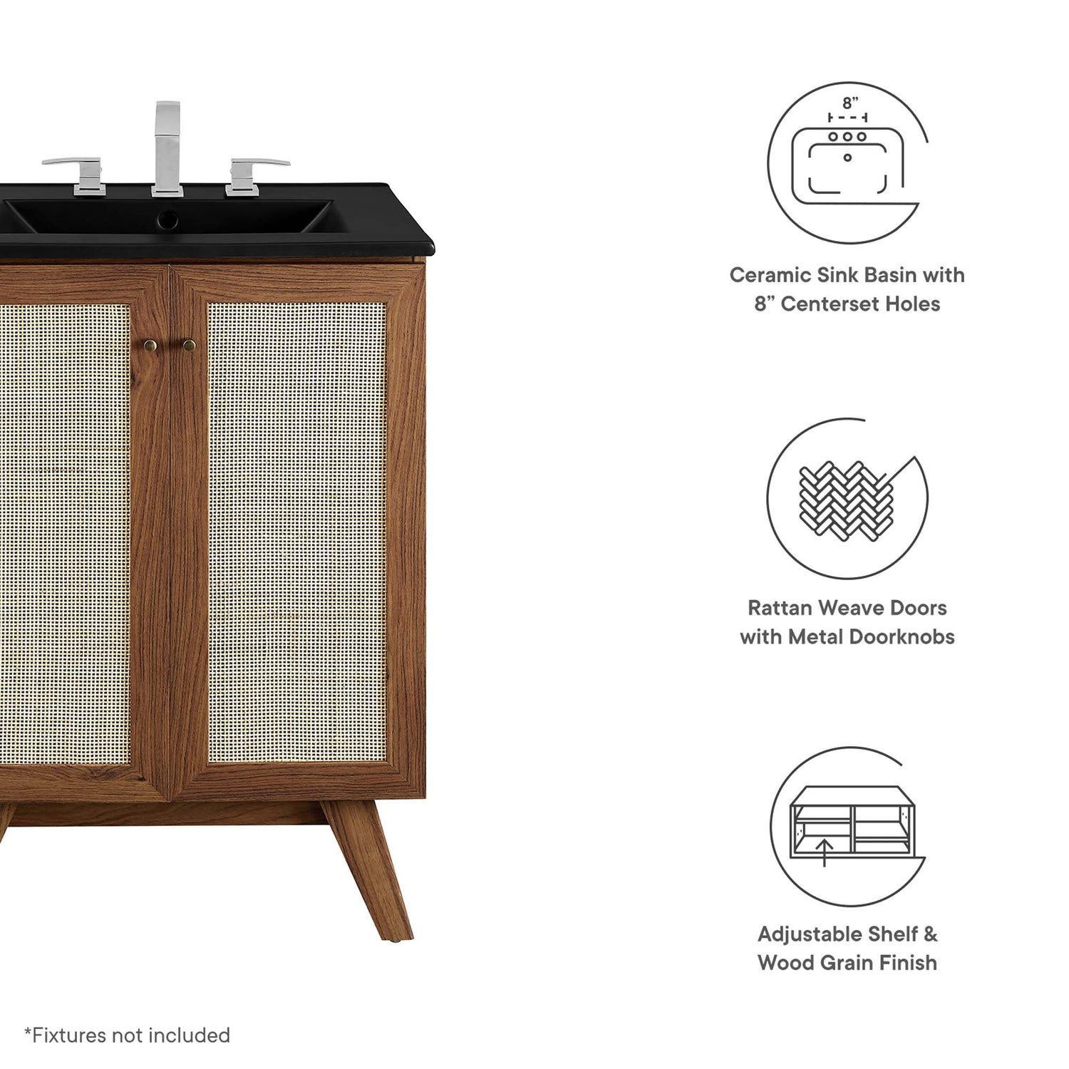 Soma Bathroom Vanity with Black Basin Included by Modway