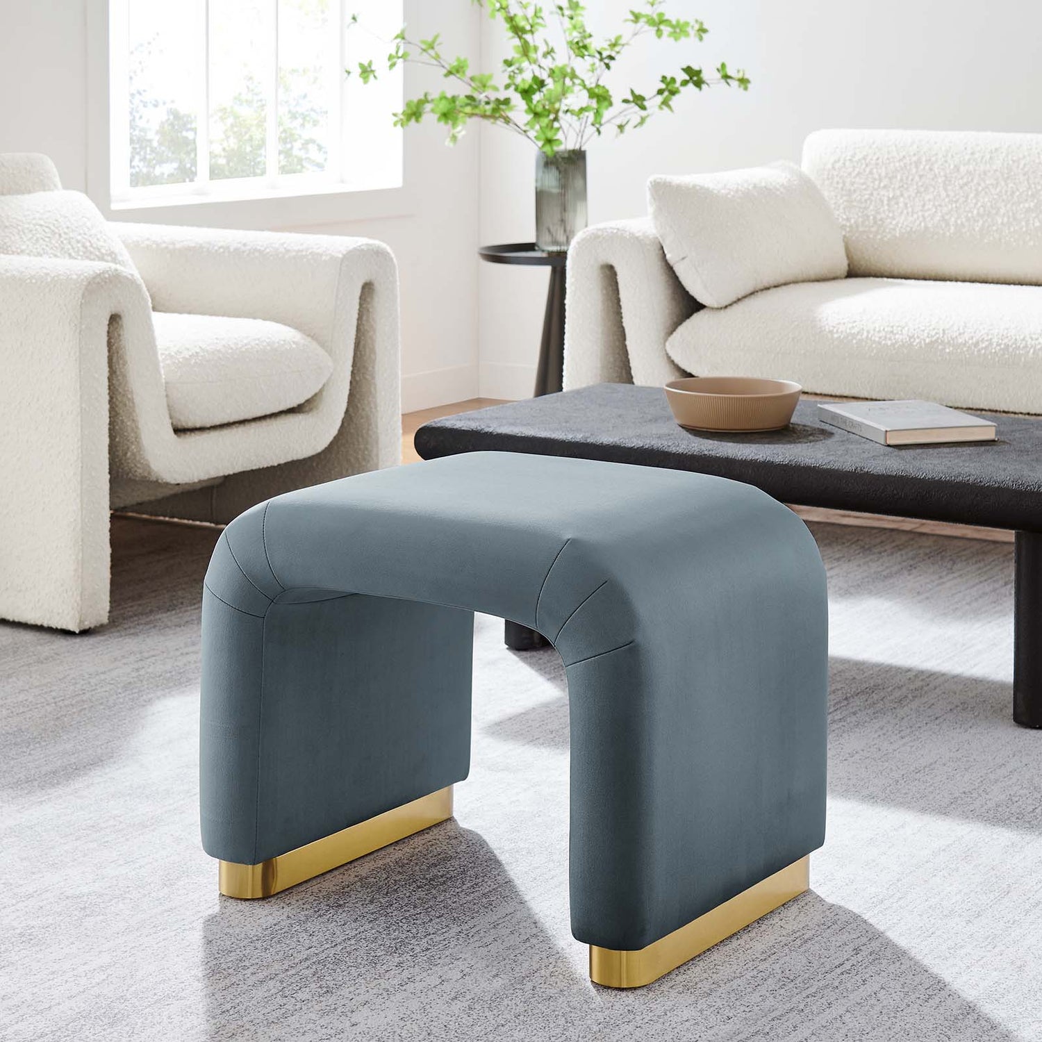 Koda Performance Velvet Waterfall Stool By HouseBean